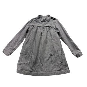 Jacadi Paris Girls Long Sleeve Cotton Dress SZ 2A White Blue Striped Nautical